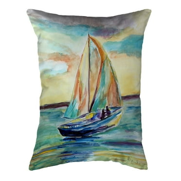 Teal Sailboat Noncorded Pillow 16x20 Medium