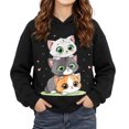 thumbnail image 3 of Wilak Girls Cats Printed Hoodies Sweatshirts Casual Cute Pullover Long Sleeve Kids Fall Tops Black 4T, 3 of 7
