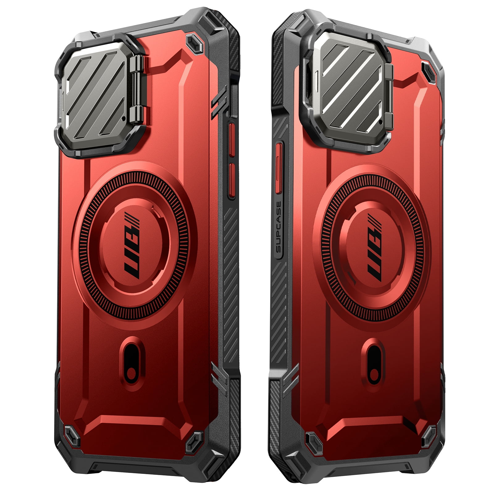 SUPCASE UB Mag XT for iPhone 14 Pro Max/iPhone 13 Pro Max Case with Camera Cover, [Compatible with MagSafe] Full Body Rugged Case with Built-in Kickstand & Belt-Clip (Ruddy)