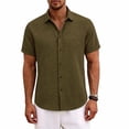 thumbnail image 2 of DPTALR Men's Summer Linen Hawaiian Shirt Short Sleeve Beach Button Down Shirt,Green,Big and Tall Men XXL, 2 of 4