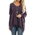 thumbnail image 1 of Women Long SLeeve V Neck Irregular Hem Tunic Top, 1 of 5