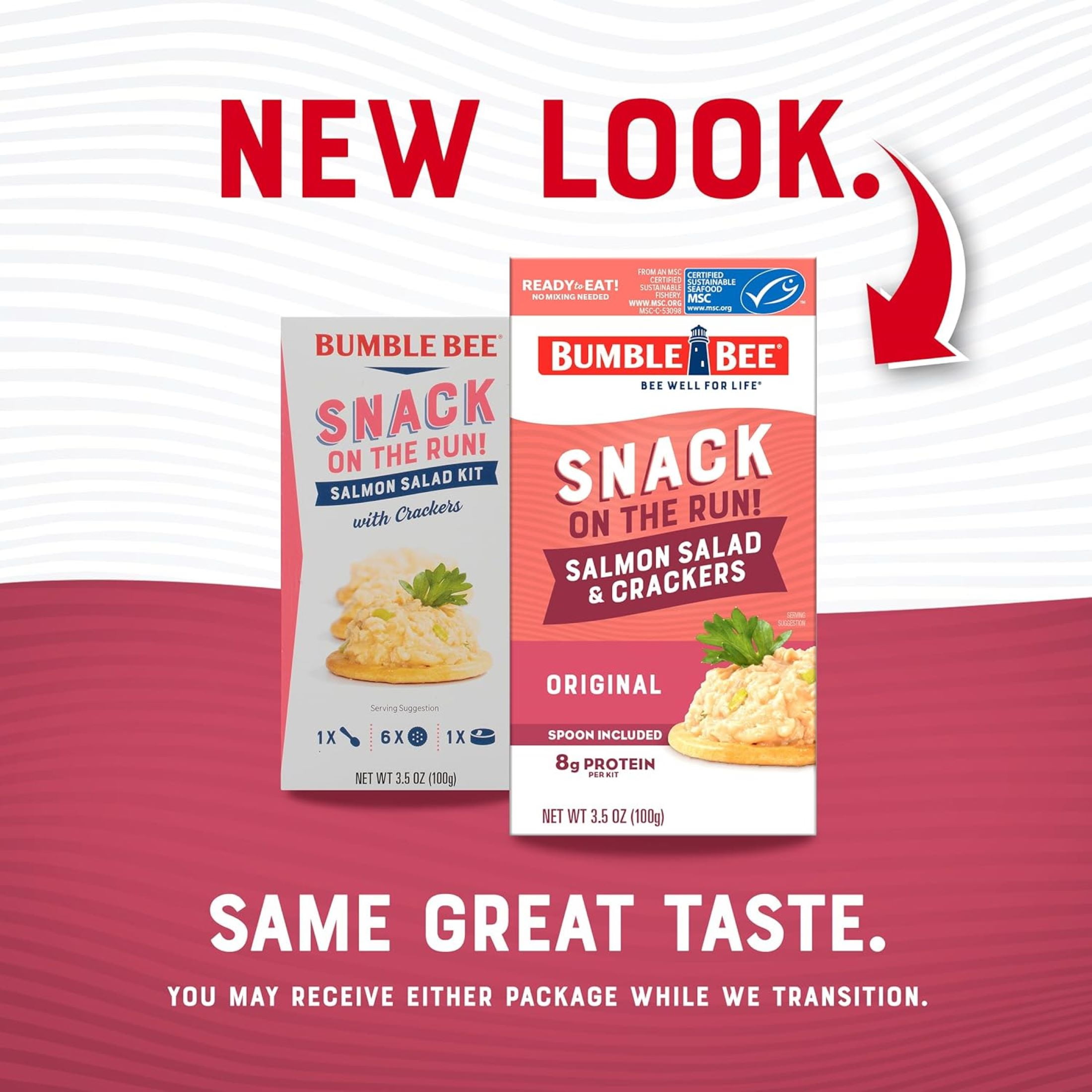 (3 pack) Bumble Bee Snack on The Run Salmon Salad with Crackers Kit, Ready to Eat, 8g Protein per Serving, Shelf Stable Box, 3.5 oz