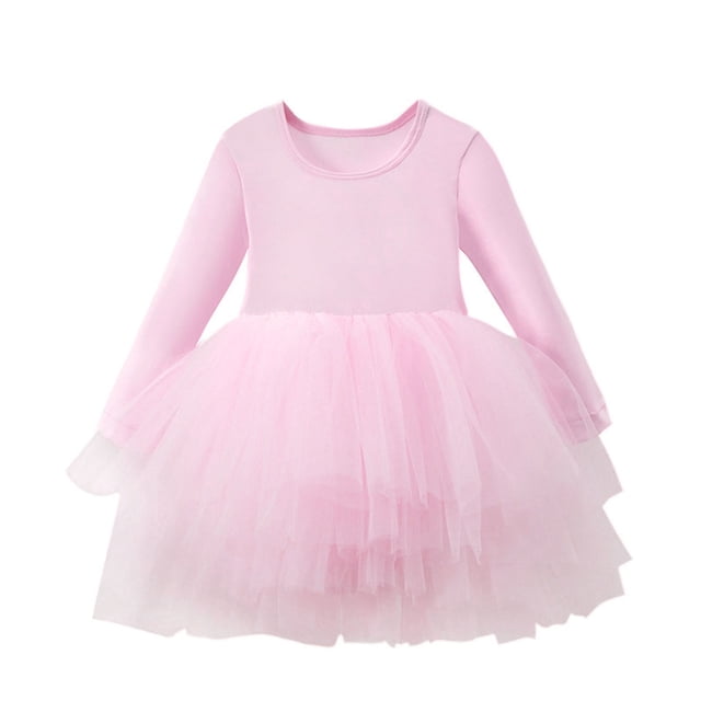 Combinaison Robe de Danse à Manches Longues Unie pour Filles