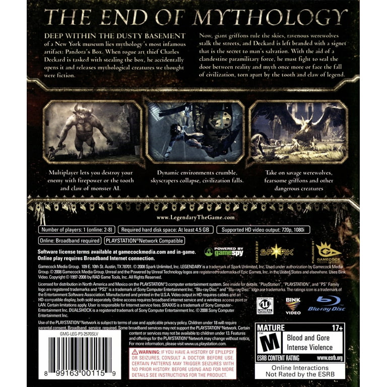 Jeu Legendary Sur PS3 – Complet (boîte, Manuel) – Très Bon état