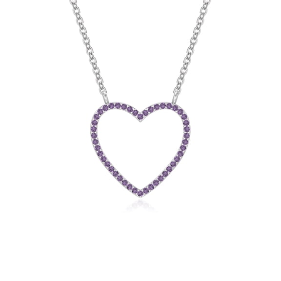 Natural Amethyst Heart Shape Pendant Necklaces for Women in Sterling Silver, February Birthstone Jewelry Gifts for Her Birthday, Wedding Anniversary, Mothers Day , Christmas, Graduation, Valentines