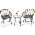 thumbnail image 4 of Costway 3PCS Patio Rattan Bistro Set Coffee Table Armchair Garden Gray Cushion, 4 of 12