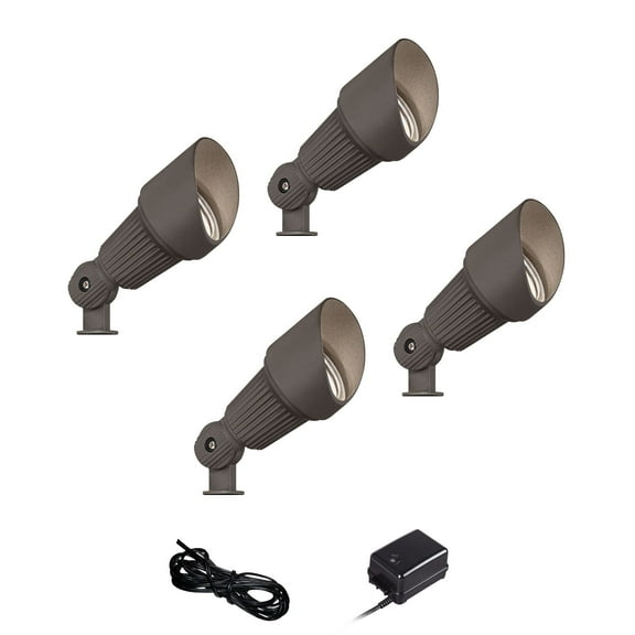 John Timberland Hooded 7 1/2" High Traditional 6-Piece Outdoor Landscape Spot Light Set Porch House LED Bulb Brown Bronze Finish