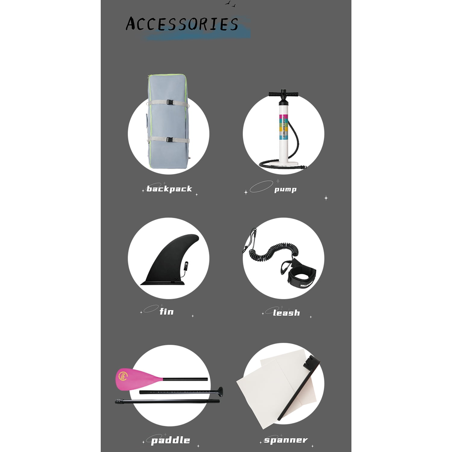 Kadyn Inflatable Stand Up Paddle Board with1 Fin, 1 Banner, 1 Paddle, 1 Pump, 1 Safety leash and 1 Backpack, Stand-Up Paddleboards for Beginners, Dark Grey Kadyn Inflatable Stand Up Paddle Board with1 Fin, 1 Banner, 1 Paddle, 1 Pump, 1 Safety leash and 1 Backpack, Stand-Up Paddleboards for Beginners, Dark Grey