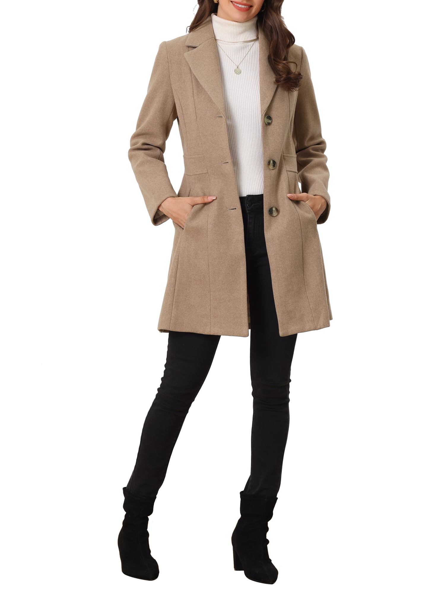 INSPIRE CHIC Women's Coats Elegant Single Breasted Notched Lapel