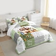 thumbnail image 3 of Manfei Kawaii Jungle Animal Queen Comforter Set, Leaf Botanical Bedding Sets, Green Patchwork Plaid Bedding Comforter Set, Super Cozy Room Decor, 3-Piece, 3 of 8