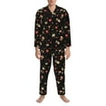thumbnail image 3 of Kdxio Red White Flowers Men’s Pajama Set Pajamas For Men 2 Piece PJ Set with Men Pajama Pants and Long Sleeve T-Shirt Lounge Set-Large, 3 of 7