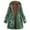 Green, variant on ​Women's Geometric Print Winter Coat - Mid Length Insulated Faux Fur Hood Multi-Pocket Design