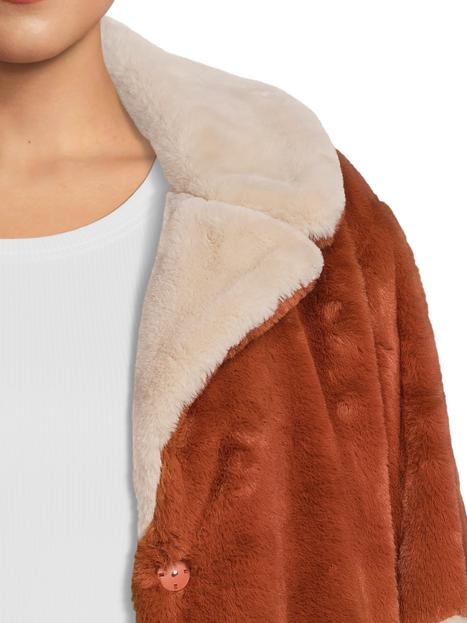 Time and Tru Women's and Plus Full Length Faux Fur Coat