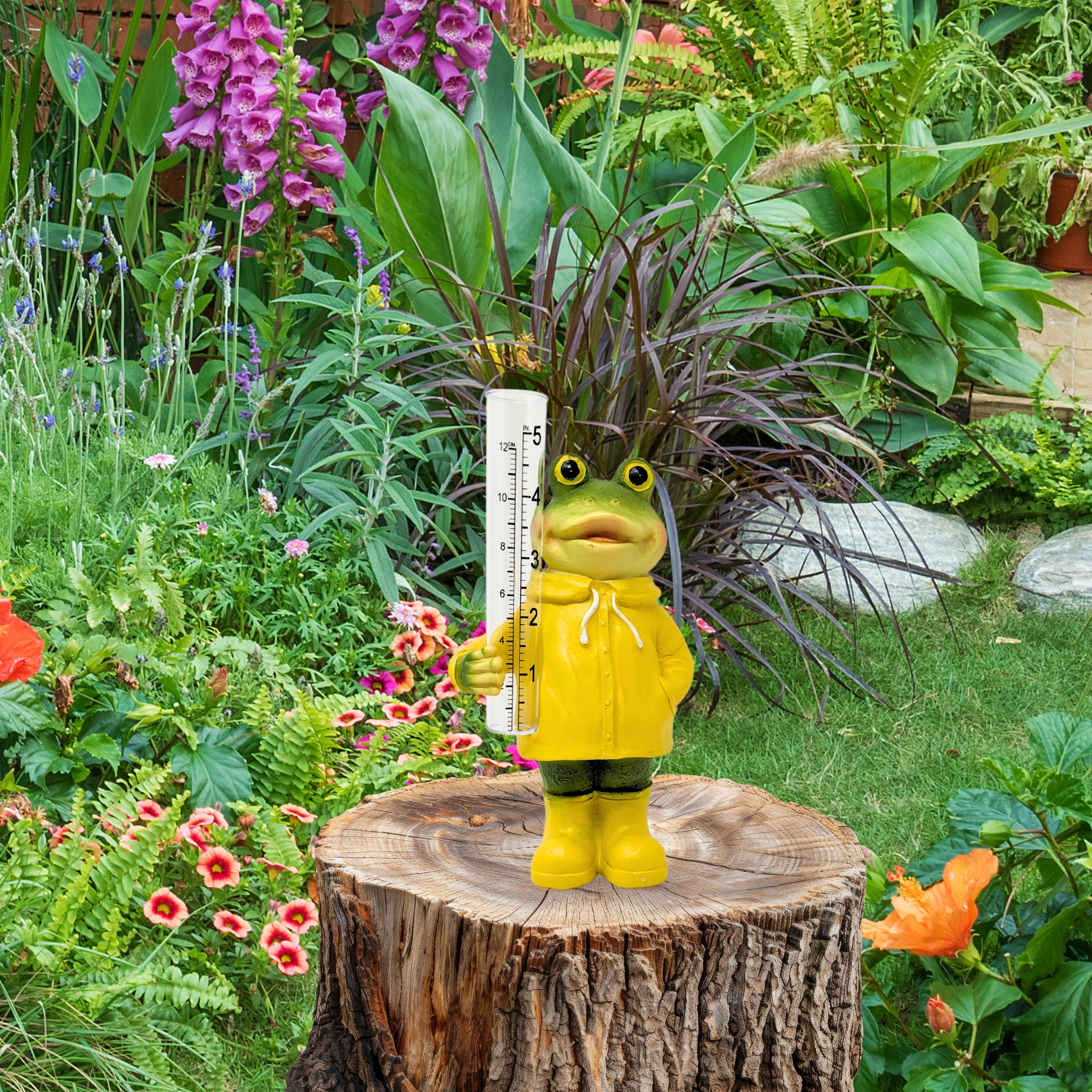 Frog Rain Gauge – Resin Garden Frog with Plastic Tube, Outdoor Decorative Rain Measurement Tool