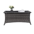 thumbnail image 3 of PARKWELL 7Pcs Outdoor Wicker Rattan Conversation Patio Furniture Set, including Two-seater Sofa, Chairs, Coffee Table, Ottomans and Side Table with Cushion, Gray, 3 of 9