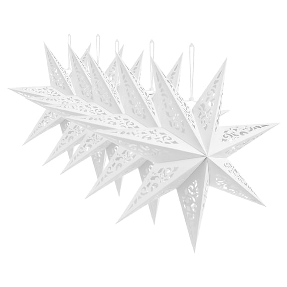 TABLZONE 5Pcs White Paper Star Lampshades for Festive Window Wall Hanging