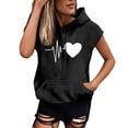 thumbnail image 1 of WEIYLL Ladies Summer Tops Plus Size Loose Letter Print Hooded Sweat Short Sleeve Black Top Sizes XXXL, 1 of 7