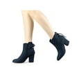 thumbnail image 7 of BLISSFUL STEP Women's Ankle Boots Block Heel Zipper Lace Up Boots Navy Blue 6, 7 of 7