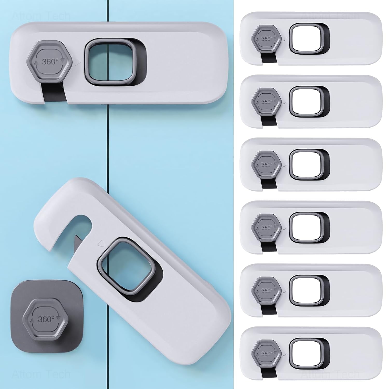 NiHome Child Proof Refrigerator Lock 6-Pack, Gray photo 1