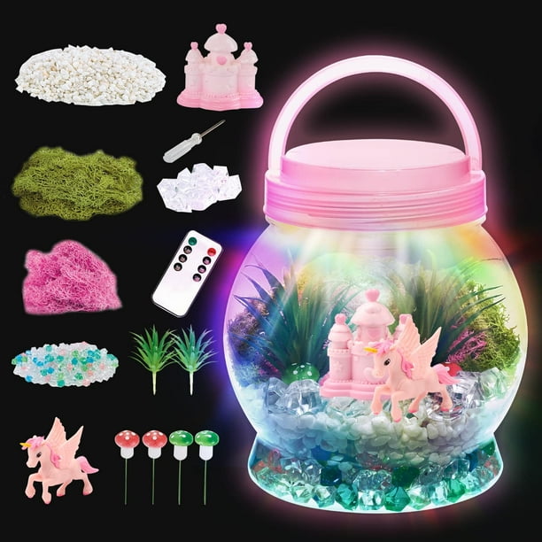 Huge Wave Unicorn Terrarium Kit for Kids Light Up Art Crafts Toy and