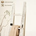 thumbnail image 3 of Blanket Ladder for The Living Room 6-Tier, Wooden Decorative Quilt Holder for Bed Room, Wall-Leaning Towel Rack for Bathroom，Rustic Farmhouse Ladders for Display. (White Wash), 3 of 13