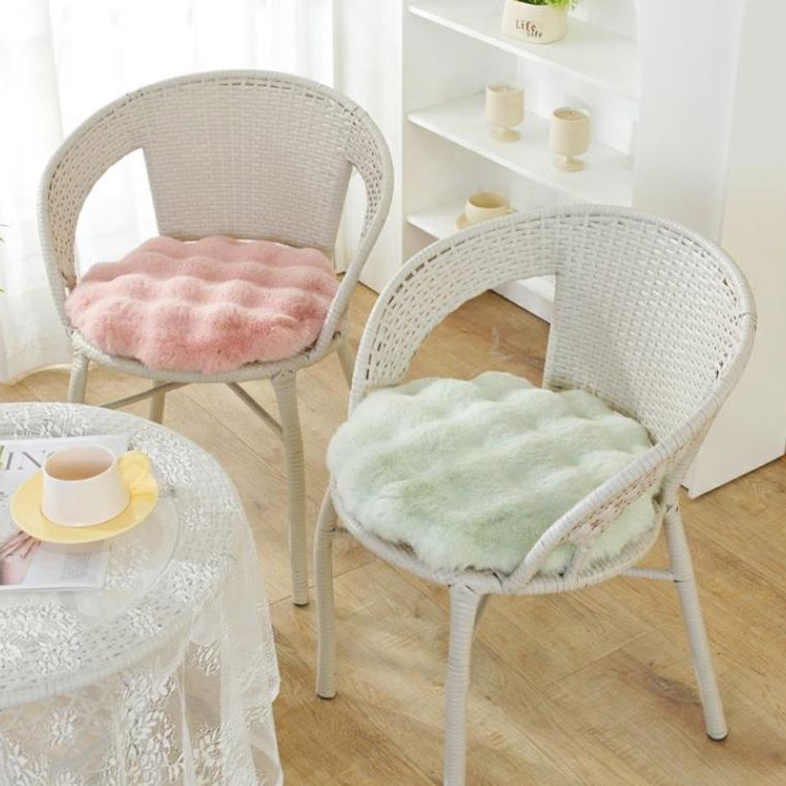 Round seat cushion, round seat cushion, soft thickened plush cushion, fluffy cuddly cushion decoration for sofa chairs bed