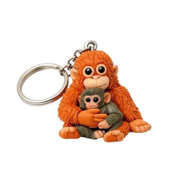 Punch Monkey Orangutan Keychain – Cute Hanging Plush Key Ring Decoration for Bags Backpacks Keys, Mini Monkey Charm Gift for Women Men Kids