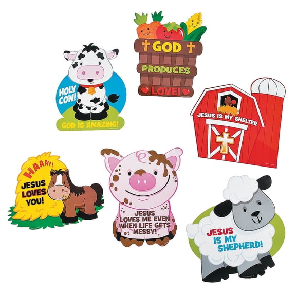 Fun Express Barnyard Animal Cutouts – Educational & Fun Decor Classroom Learning Arts & Party Decorations & Creative Activities – Perfect for Barnyard-Themed Parties & Educational Projects – 6 Pieces