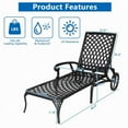 thumbnail image 7 of Lounge Chairs for Outside, Chaise Lounges Outdoor Pool Chair, Cast Aluminum Patio Furniture Tanning with Adjustable Backrest and Moveable Wheels, Black, 7 of 7