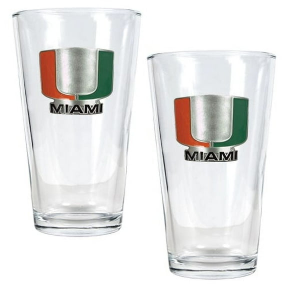 Miami Hurricanes 16oz. Pint Glass Set