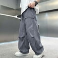 thumbnail image 2 of StSilkitty Boys Girls Cargo Pants Elastic Waist Drawstring Baggy Wide Leg Pants Lightweight Sweat Pants with Pockets, 2 of 5