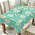 thumbnail image 4 of Floral Daisy Pattern Rectangle Tablecloth, Dust Proof Anti Wrinkle Wipeable Table Cloth Tabletop foration of Dinner Kitchen Wedding Holiday Party 60"x60" Decor Gift, 4 of 7