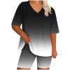 Simua Womens Plus Size Two Piece Sets Summer Outfits V Neck T-shirts and Biker Shorts Lounge Sets