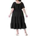 thumbnail image 4 of DARING DIVA Plus Size Sweetheart Neck Ruffle Flowy A Line Dress 2X Black, 4 of 6