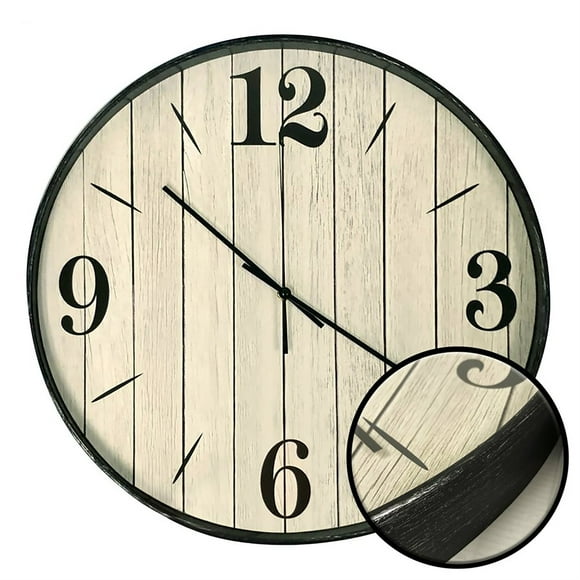 Hauz - Horloge Murale Ronde, Diamètre 20 Pouces, Précision Quartz, Imitation Bois