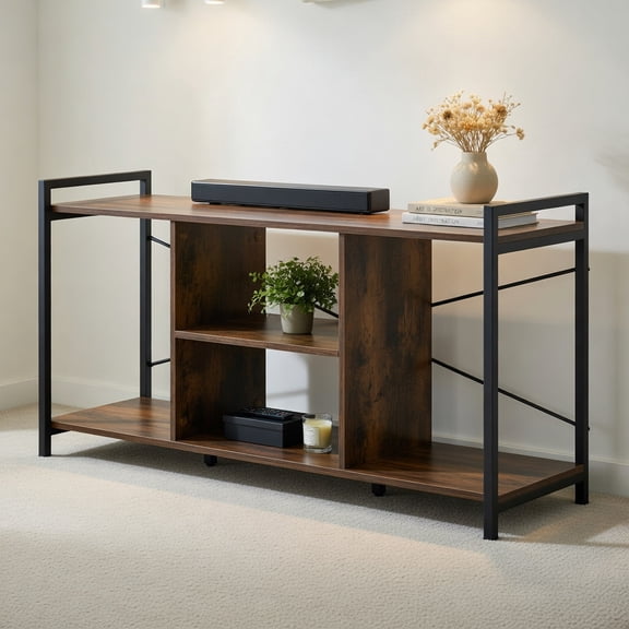 Resenkos Entertainment TV Stand,Entertainment CenterTV Stand for 55 Inch TVs Industrial Entertainment Center-Rustic Brown