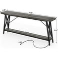 thumbnail image 6 of Homieasy Console Table with Charging Station, 70.9 Inch Extra Long Sofa Table with 2 Tier Storage Shelf, Industrial Hallway Entry Table Behind Couch Table, Black Oak, 6 of 7