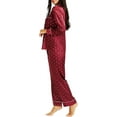thumbnail image 3 of Womens Silk Satin Pajamas Set Sleepwear Loungewear,Small Dots-red, 3 of 5