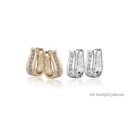 - ON SALE - Crystal Diamonds Channel Set Filigree Hoop Earrings Get Both - Discounted