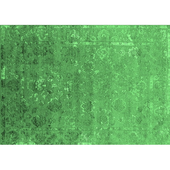 Ahgly Company Indoor Rectangle Oriental Emerald Green Industrial Area Rugs, 2' x 5'