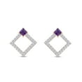 thumbnail image 2 of AFFY 1/3 Cttw Round Cut Natural White Diamond & Simulated Square Amethyst Geometric Stud Earrings In 14K Rose Gold Over Sterling Silver (0.33 Cttw, I-J Color), 2 of 2
