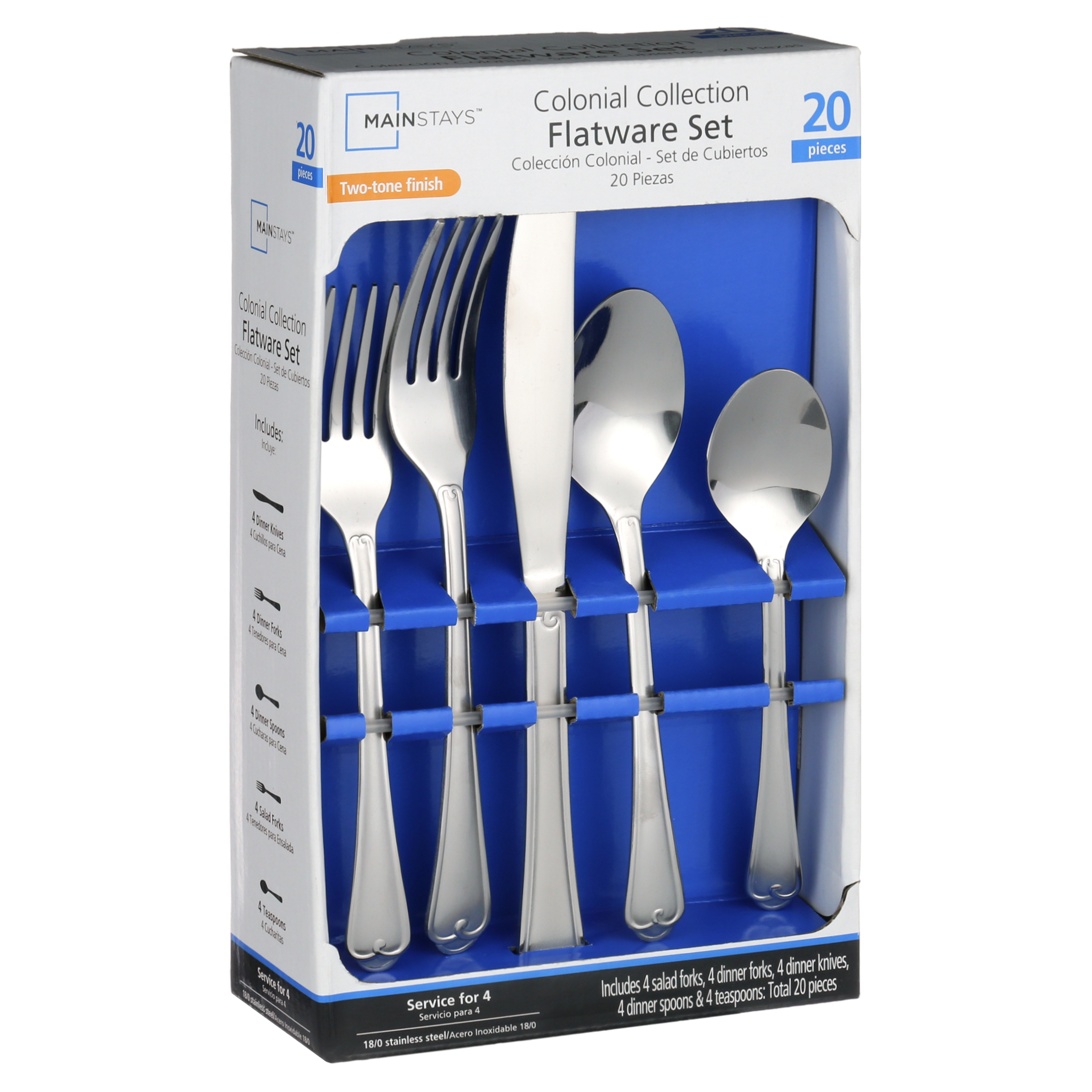 Mainstays Colonial 20 Piece Stainless Steel Flatware Set - image 3 of 9