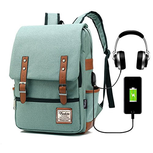 Backpack for College School Student Fits up to 15.6 Inch Laptop Computer Backpack Casual Rucksack for Men Women Black Mecrowd Vintage Laptop Backpack with USB Charging Port 