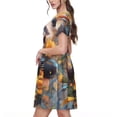 thumbnail image 2 of Vsdgher Élégant Mignon Panda Tournesol pour Femmes Été 2025 Robes Midi Décontractées Légères Manches Courtes Col Rond Robe de Plage, 2 of 6