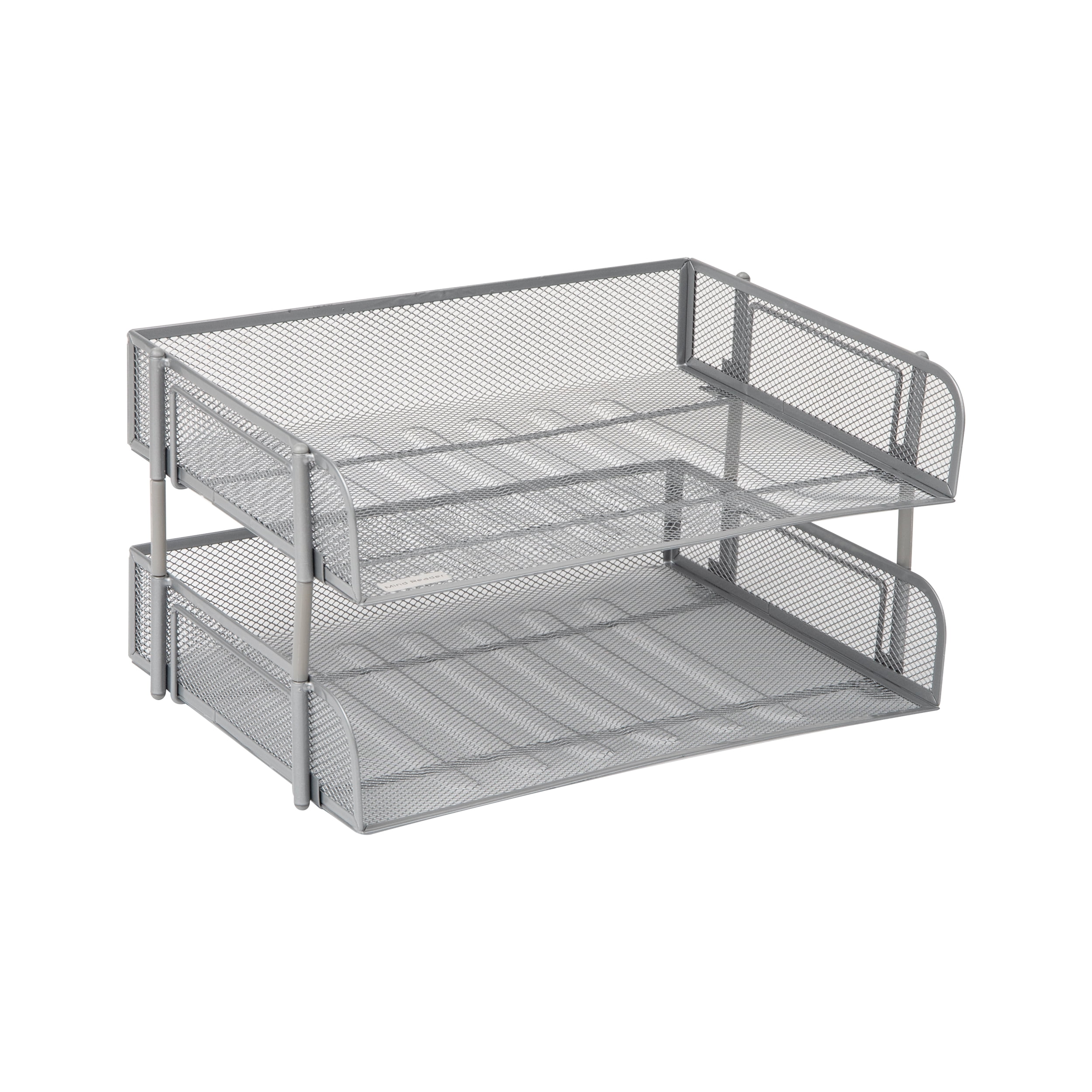 Mind Reader 2-Pack Stackable Metal Mesh File Holder Trays, Document Holder, Desktop File Organizer, Silver