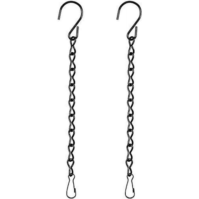 Paquete de 2 cadenas colgantes para comederos de pájaros, macetas, farolillos y adornos (9.5 pulgadas, negro)