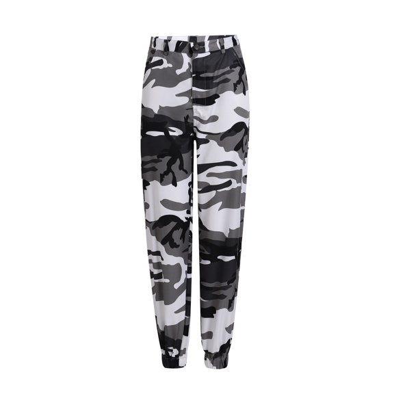 TOMVIGX Camo Cargo Pants for Women Casual Baggy Cargo Pant High Rise Jogger Pants Button Zipper Fly Y2k Streetwear Trousers with Pockets