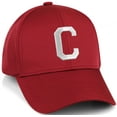 thumbnail image 2 of Daxton Performance Cool Tech Baseball Hat - Red Cap, Silver Logo Letter C, 2 of 3