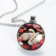 thumbnail image 2 of Swan Elegant Circular Glass Pendant Necklace, 2 of 5