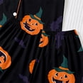 thumbnail image 6 of Elegyee Toddler Girl's Halloween Pajamas Pumpkin Short Sleeve Button Down Shirt Shorts Sleepwear, Black, Size 3-4, 6 of 8